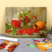 Roosi vaas, lillekorv DIY ristpistes tikkimine 11CT komplektid näputöö käsitöökomplekt, trükitud lõuend puuvillane niit hulgimüük