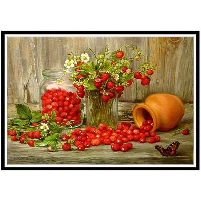 Roosi vaas, lillekorv DIY ristpistes tikkimine 11CT komplektid näputöö käsitöökomplekt, trükitud lõuend puuvillane niit hulgimüük