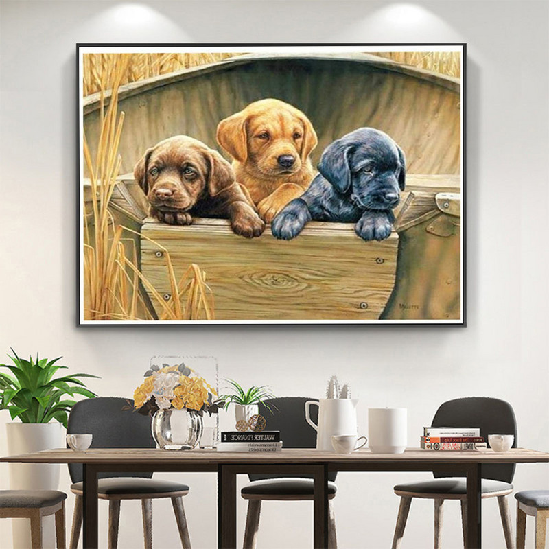 Životinja, pas, labrador, DIY 11CT setovi za vezenje križićem Set za ručni rad, otisnuto platno, pamučni konac Dizajn doma