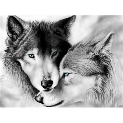 Snow Wolf DIY Animal Cross Stitch 11CT Embroidery Kit Craft Needlework Σετ Βαμβακερή κλωστή Καμβάς με στάμπα Διακόσμηση σπιτιού για Living