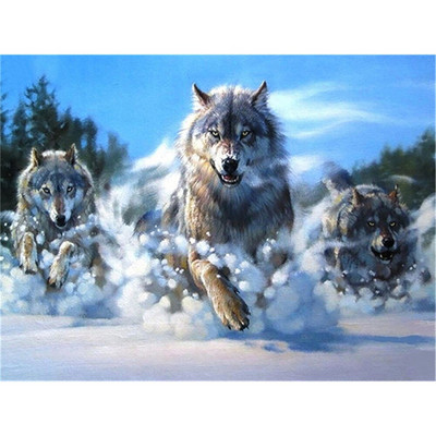 Wolf Animal Winter DIY Cross Stitch Ebroidery 11CT Kit Κεντοσετ χειροτεχνίας Βαμβακερή κλωστή τυπωμένο καμβάς σχέδιο σπιτιού