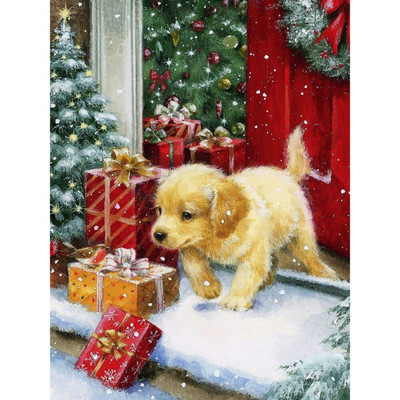 Animal Dog DIY 11CT Cross Stitch Kits Craft Needlework Σετ Βαμβακερή κλωστή τυπωμένο καμβάς Διακόσμηση σπιτιού Χονδρική Νέο σχέδιο