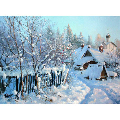 Landscape House Winter Snow Scenery DIY Κέντημα Σταυροβελονιά 11CT Κιτ Κεντήματα χειροτεχνίας Σετ τυπωμένο καμβά Δωμάτιο