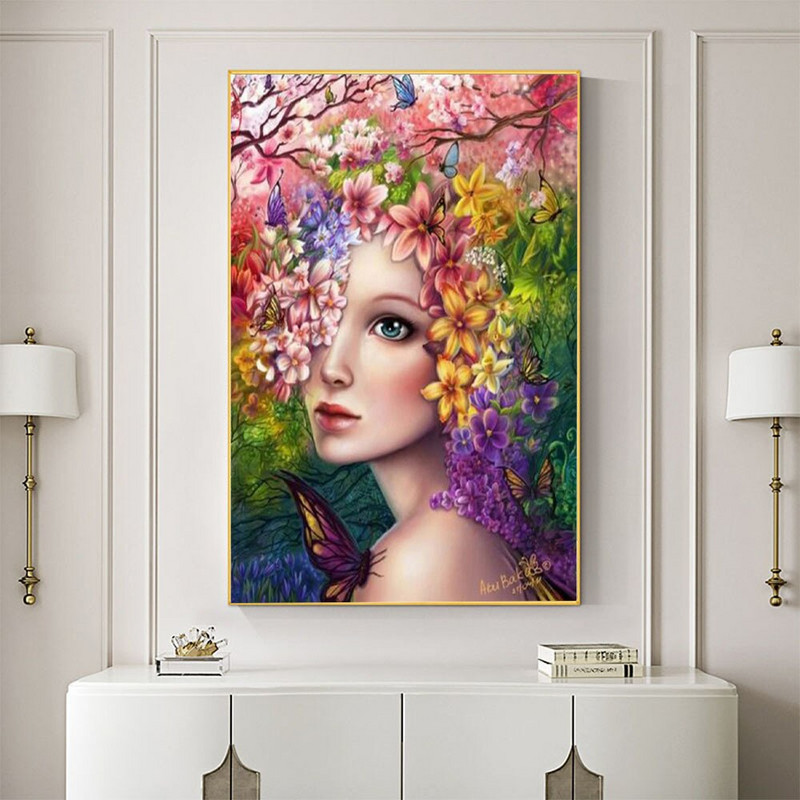 Flower Beauty Butterfly Ristpistes Komplekt Näputöö Käsitöökomplekt Puuvillane lõuend Prinditud jõulukingitus Kodukaunistused