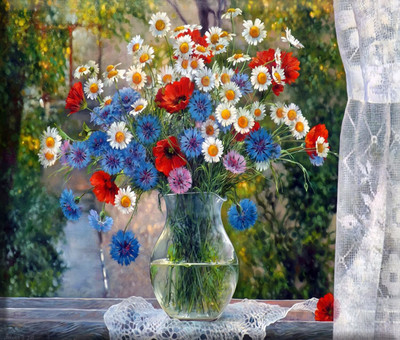 HUACAN ristpistes tikkimisega lill vaasis Puuvillase niidiga maalimine DIY näputöökomplektid 14CT kodukaunistus