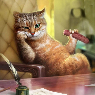 Animal Pisică DIY Cusatura în cruce 11CT Seturi de broderie Set de cuci artizanale Pânză imprimată Ață de bumbac Decorarea casei Noua vânzare