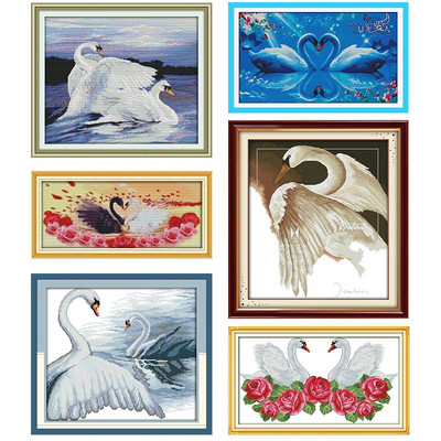 Σετ κεντημάτων κεντημάτων από ύφασμα Joy Sunday Cross Stitch White Patterns Counted Printed Canva 11CT 14CT Σταμπωτό βαμβακερό ύφασμα κεντήματα