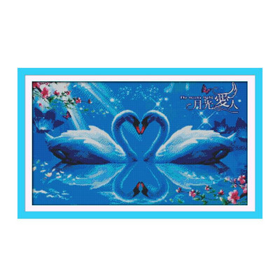 Joy Sunday Kompleti za šivanje križićima Uzorci bijelog labuda Brojano tiskano platno 11CT 14CT Set za vezenje od pamučne tkanine s žigom