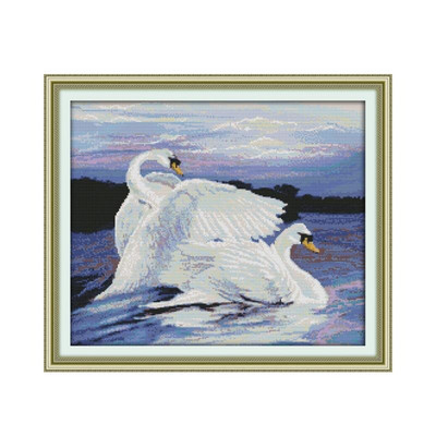 Joy Sunday Kompleti za šivanje križićima Uzorci bijelog labuda Brojano tiskano platno 11CT 14CT Set za vezenje od pamučne tkanine s žigom