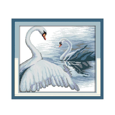 Joy Sunday Kompleti za šivanje križićima Uzorci bijelog labuda Brojano tiskano platno 11CT 14CT Set za vezenje od pamučne tkanine s žigom