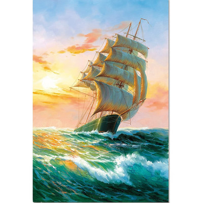 Landscape Sea Sailboat 11CT Cross Stitch Embroidery Complete Kit Handmade Handwork Craft Sewing Festivals Different Wholesale