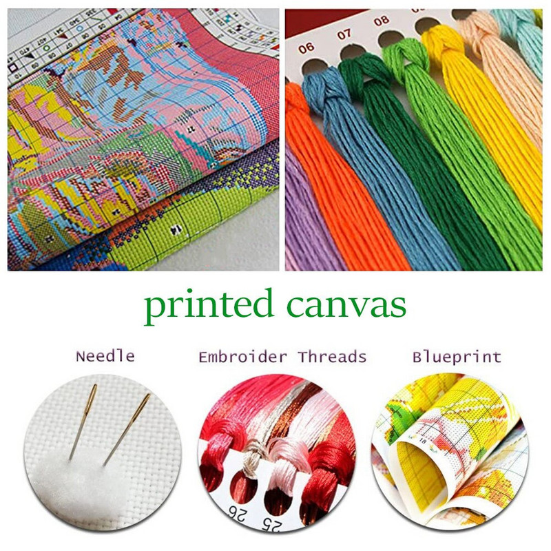 Pânză imprimată cu flori peisaj lalele, 11CT, set de broderie cu punct în cruce DIY, Hobby, pictură manuală, design cadou