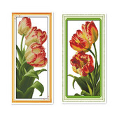 Joy Sunday Tulip Flower Cross Stitch Kit 11CT 14CT Printing Κεντημένο Έπιπλο Τουλίπας Ράψιμο Κέντημα Διακοσμητικό Πίνακας