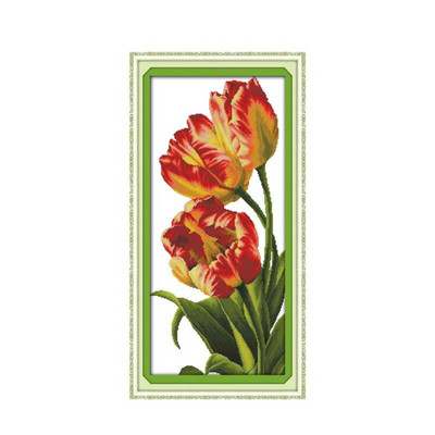Joy Sunday Tulip Flower Cross Stitch Kit 11CT 14CT Printing Κεντημένο Έπιπλο Τουλίπας Ράψιμο Κέντημα Διακοσμητικό Πίνακας