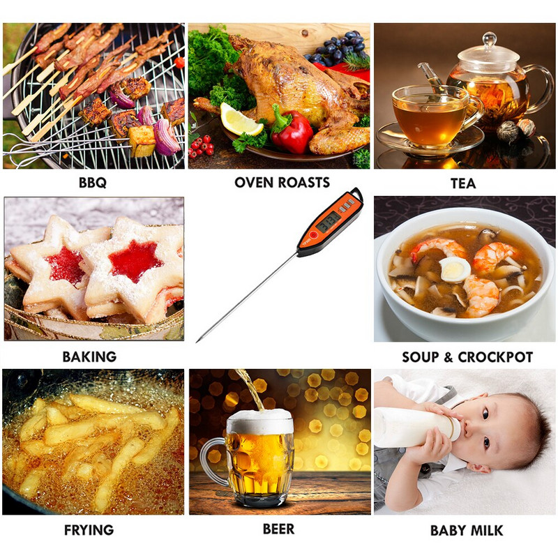 Termometar za hranu Digitalni kuhinjski termometar za meso, vodu, mlijeko, mjerač kuhanja, roštilj, roštilj, elektronička pećnica, kućanski kuhinjski alat