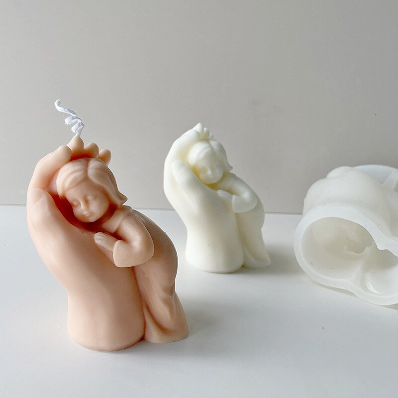 Mom Hands Appease Baby Silikonski kalupi za svijeće za DIY Aromath Wax Sapun Sleep Baby Mirisne svijeće Pribor za izradu kućnog dekora