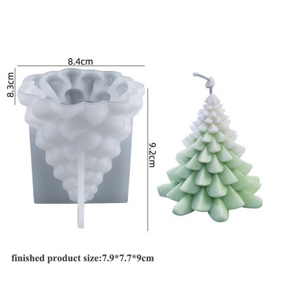 Trimatės Kalėdų eglutės žvakių stalo papuošalai Silikono formelės „Pasidaryk pats“ Kalėdų papuošalai Kvapios žvakės šventiniam vakarėliui