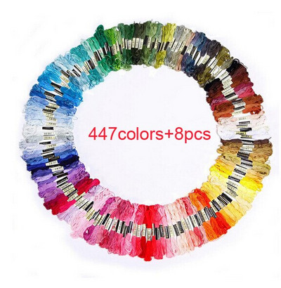 100 sau 447 buc fire de cusături în cruce, toate diferitele culori, fire de broderie, țevii Craft, ață de culoare degradată, 7,8 metri