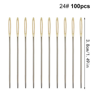 LMDZ 100 vnt. 22# 24# 26# kryžminio dygsnio mezgimo adata, didelė akis, buka siuvimo adatos siuvinėjimo adatos „pasidaryk pats“ amatų siuvimo priedai