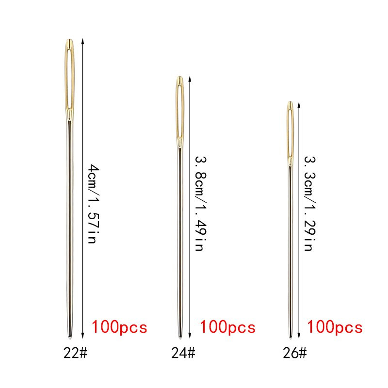 LMDZ 100 vnt. 22# 24# 26# kryžminio dygsnio mezgimo adata, didelė akis, buka siuvimo adatos siuvinėjimo adatos „pasidaryk pats“ amatų siuvimo priedai