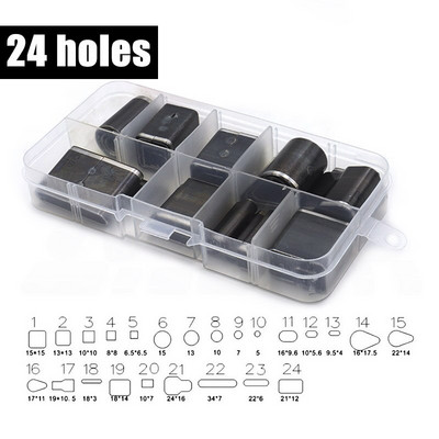 24-55 bucăți/set Piele Hollow Cutter Cutter Seturi de perforare Metal Hole Cutter Poansone Handmade Piele Artizanat Instrument DIY pentru Toc pentru telefon