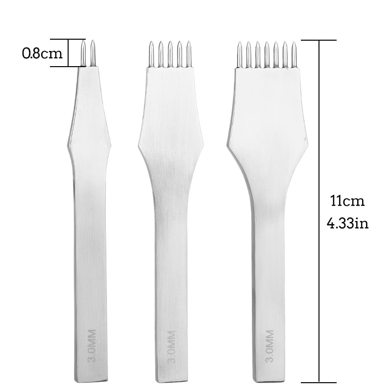 LMDZ 3/4/5 χιλιοστά τρύπες με τρύπες με στρογγυλή ραφή ράψιμο σκάλισμα Εργαλείο διάτρησης Εργαλείο διάτρησης Δερμάτινα εργαλεία χειροτεχνίας 2/5/7 Prong