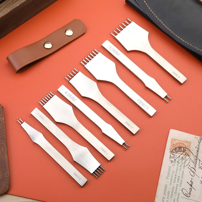 LMDZ 3/4/5 χιλιοστά τρύπες με τρύπες με στρογγυλή ραφή ράψιμο σκάλισμα Εργαλείο διάτρησης Εργαλείο διάτρησης Δερμάτινα εργαλεία χειροτεχνίας 2/5/7 Prong