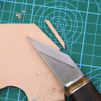Επαγγελματικό δερμάτινο μαχαίρι κοπής LMDZ Εργαλείο ακονίσματος με ξύλινη λαβή DIY εργαλείο ασφαλείας Δερμάτινο μαχαίρι κοπής