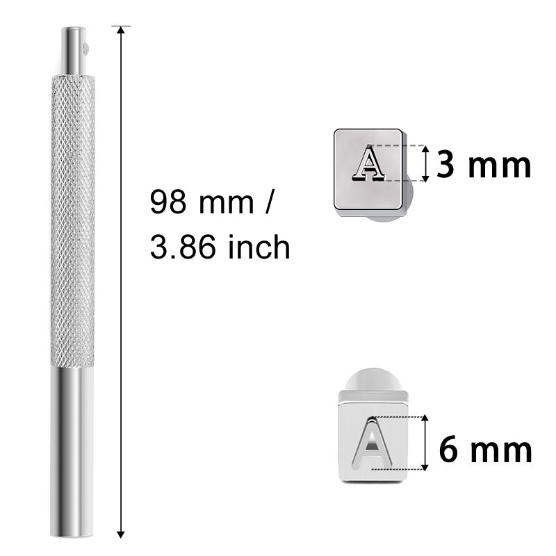 Metalo štampavimo rinkinys PunchTool Skaičių Raidė Abėcėlė Antspaudai Įrankiai Sidabrinis metalo odos logotipo antspaudų rinkinys