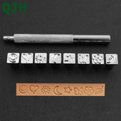 8 bucăți/set set de ștampile din piele lucrate manual sculptură, imprimare, instrumente de cusut, bricolaj, sigiliu din piele, metal, sculptură în lemn, set de instrumente de imprimare