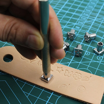 8PCS/SET Комплект ръчно изработени кожени печати Инструменти за шиене на дърворезба Направи си сам кожен печат Метална дърворезба Комплект инструменти за печат