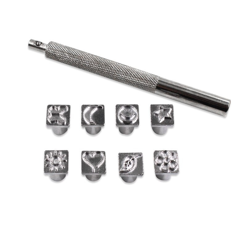 8 bucăți/set set de ștampile din piele lucrate manual sculptură, imprimare, instrumente de cusut, bricolaj, sigiliu din piele, metal, sculptură în lemn, set de instrumente de imprimare