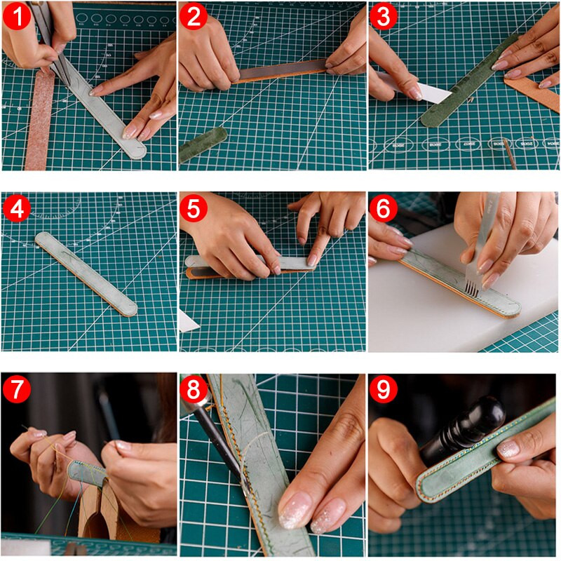 Käevõru valmistamise materjalide komplekt, roostevabast terasest sisemine südamik 5–20 mm, ehtne lehmanahk, vahatatud niidiga õmblev käepael, DIY