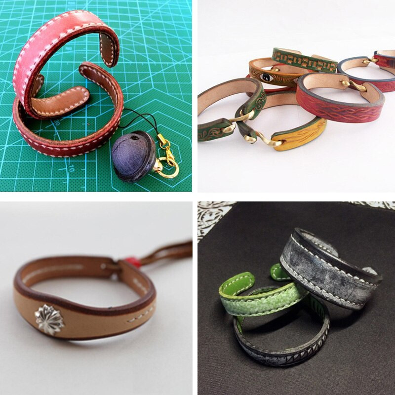 Käevõru valmistamise materjalide komplekt, roostevabast terasest sisemine südamik 5–20 mm, ehtne lehmanahk, vahatatud niidiga õmblev käepael, DIY