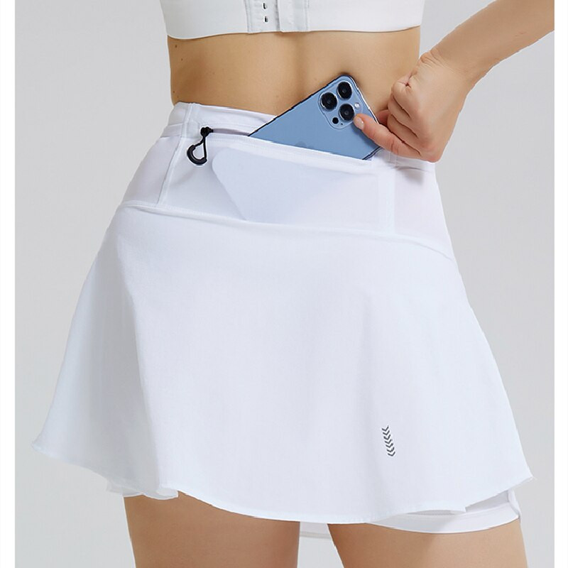 Γυναικεία φούστα με διπλό στρώμα με ψηλόμεσο δίχτυ τσέπη Αθλητικά φούστες γκολφ τένις Fitness Αθλητικό τρέξιμο κοντό αθλητικό σκόρτ προπόνησης