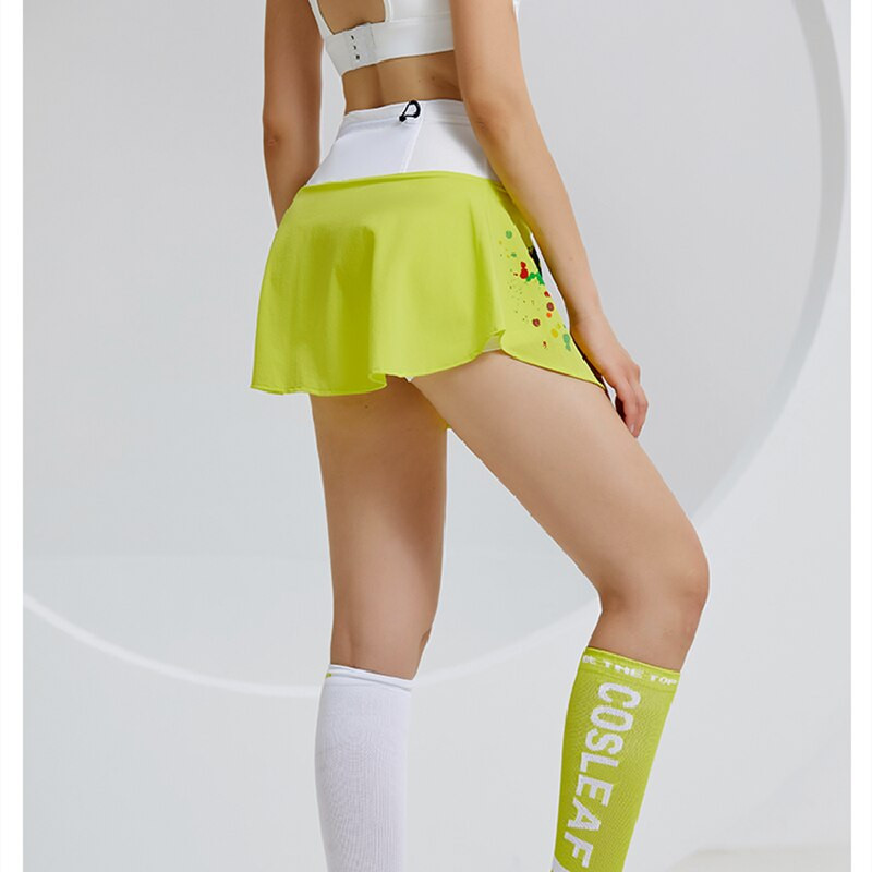 Γυναικεία φούστα με διπλό στρώμα με ψηλόμεσο δίχτυ τσέπη Αθλητικά φούστες γκολφ τένις Fitness Αθλητικό τρέξιμο κοντό αθλητικό σκόρτ προπόνησης