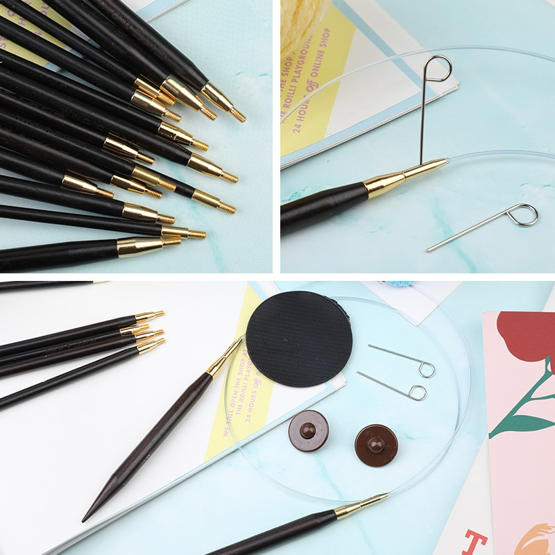 MIUSIE Ace circulare de tricotat din lemn de santal Ace de țesut croșetat Instrumente de acut Lână Fire de bumbac Accesorii pentru tricotat DIY Ofertă caldă