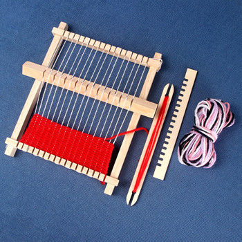 Дървена машина за тъкане Направи си сам мини стан Машина за навиване Машина за плетене на вълна Детски творчески ръчно изработени инструменти за тъкане на прежди