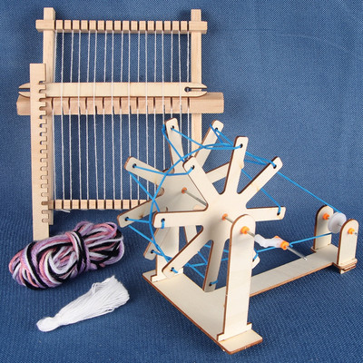 Wooden Weaving Machine DIY Mini Loom Winding Machine Wool Knitting Machine Kids Creative Handmade Yarn Weaving Tools