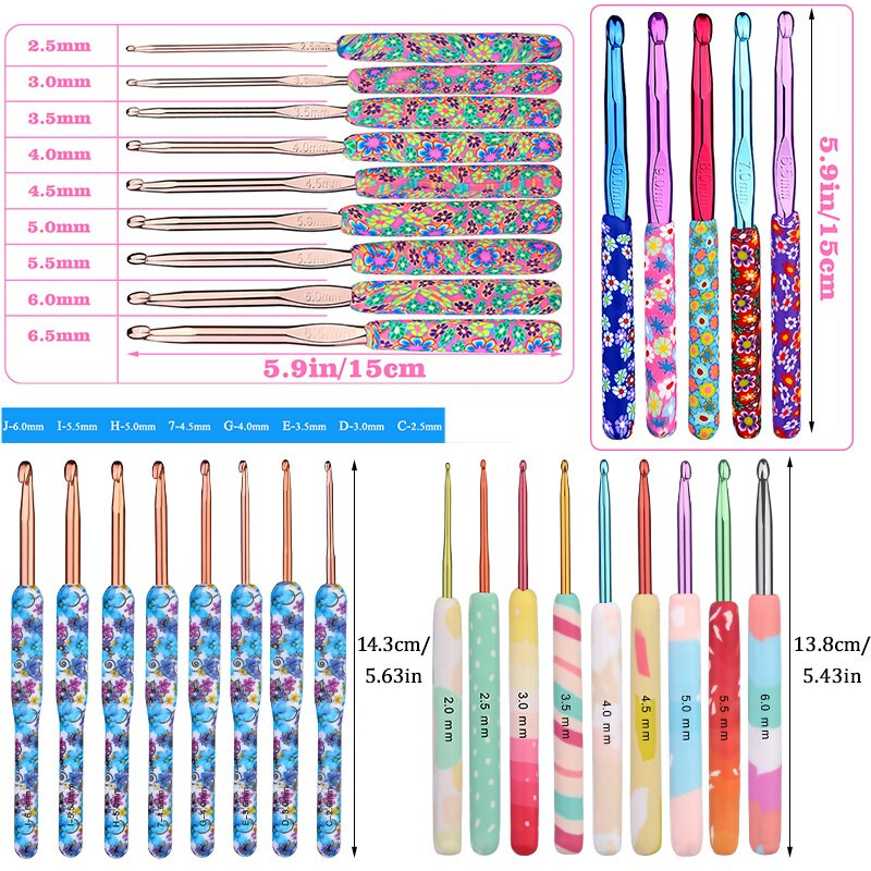 TLKKUE 5/8/9 buc. Kit de croșetat pentru fire de lână, croșetat, tricotat, croșetat, instrument de tricotat, unelte de cusut, pentru pulover eșarfă