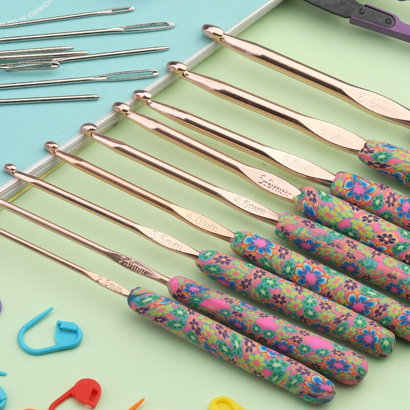 TLKKUE 5/8/9 buc. Kit de croșetat pentru fire de lână, croșetat, tricotat, croșetat, instrument de tricotat, unelte de cusut, pentru pulover eșarfă