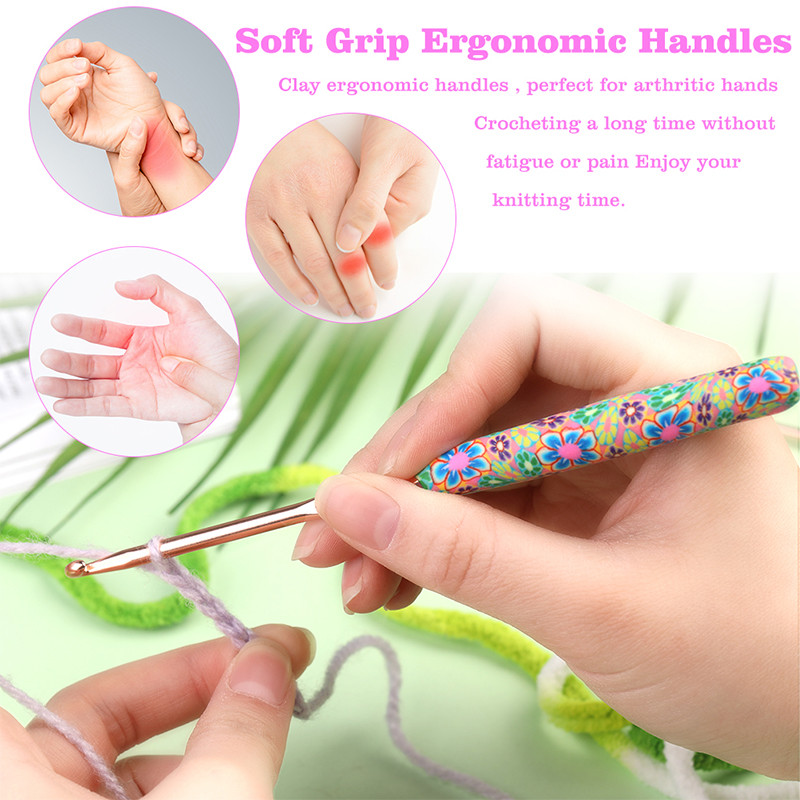 TLKKUE 5/8/9 buc. Kit de croșetat pentru fire de lână, croșetat, tricotat, croșetat, instrument de tricotat, unelte de cusut, pentru pulover eșarfă