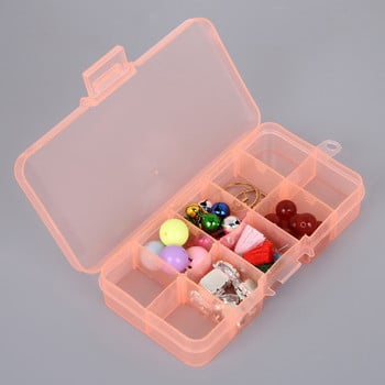 Цветна 10 решетки Регулируема прозрачна пластмасова кутия за съхранение на малки компоненти Кутия за шевни инструменти Кутия с мъниста Бутон Органайзер Калъф
