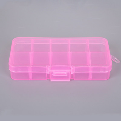 Πολύχρωμο 10 πλέγμα ρυθμιζόμενο διαφανές πλαστικό κουτί αποθήκευσης για μικρά εξαρτήματα εργαλείων ραπτικής θήκη οργάνωσης κουμπιών κουτί χάντρες