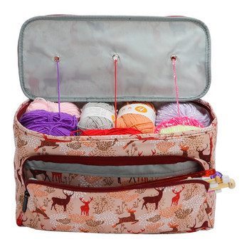 600D Оксфорд платнена чанта за плетене Органайзер Калъф за съхранение на прежда за плетене на една кука Кука за плетене Игли за плетене Вълнена чанта за съхранение за жени