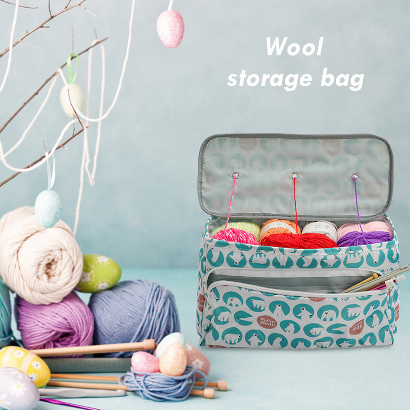 600D Oxfordi riidest kudumiskoti organiseerija lõngahoidik heegelnõela kudumisvardade jaoks villase hoiukangakott naistele