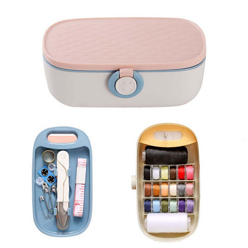 Kompleti za šivanje Prijenosni alati za pohranu ručnog šivanja PP kutija s iglama Konci Gumbi Setovi škara Prošivanje Šivanje Vez
