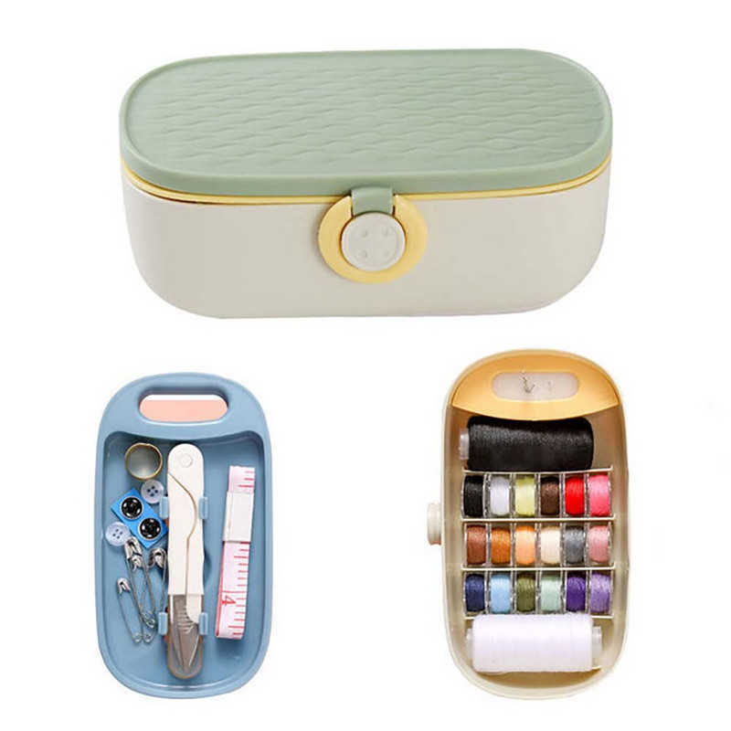 Kompleti za šivanje Prijenosni alati za pohranu ručnog šivanja PP kutija s iglama Konci Gumbi Setovi škara Prošivanje Šivanje Vez