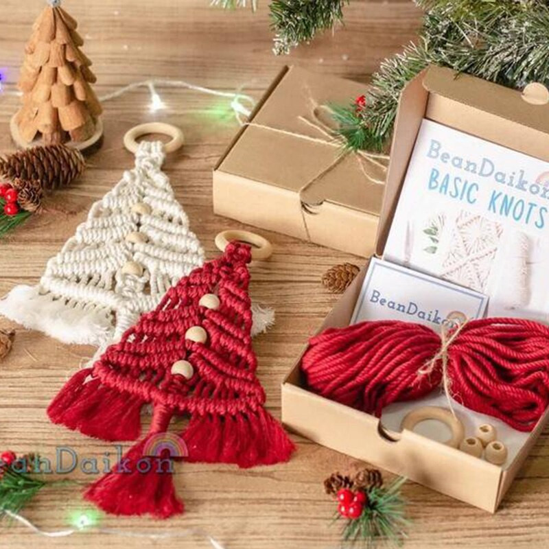 Božićno drvce Kitted Vuna Božićna drvca Ručno izrađena pamučna užad Upletena žica DIY Božićni ukrasni materijal Pamučni konac Ručno tkani