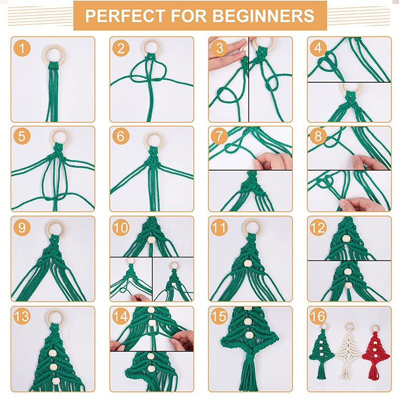 Božićno drvce Kitted Vuna Božićna drvca Ručno izrađena pamučna užad Upletena žica DIY Božićni ukrasni materijal Pamučni konac Ručno tkani